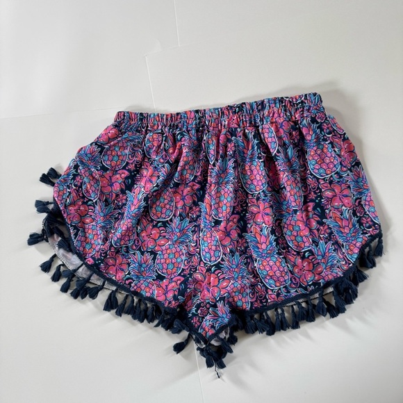 Simply Southern Pineapple Tassel Blue & Pink Lined Shorts Women’s Large - Picture 4 of 5